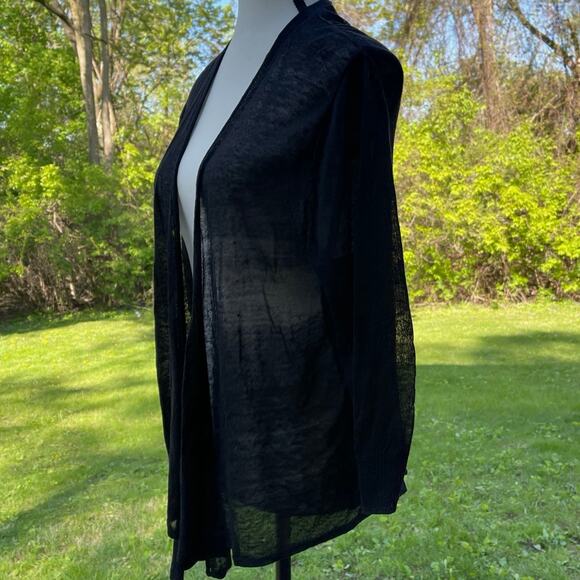 Minimalist Whimsigoth Enchantress NIC+ZOE Asymmetrical Sheer Linen Cardigan XL - Picture 2 of 11